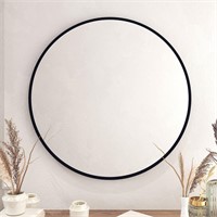 Black Circle Wall Mirror 36 Inch Round (Black  36)