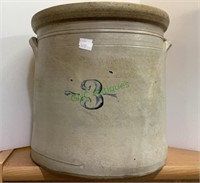 #3 stoneware crock with handles. Measures 10” H