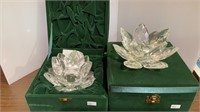 2 crystal lotus flower candle holders by Smith &