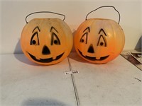 (2) Pumpkin Blowmold Buckets (Faded)