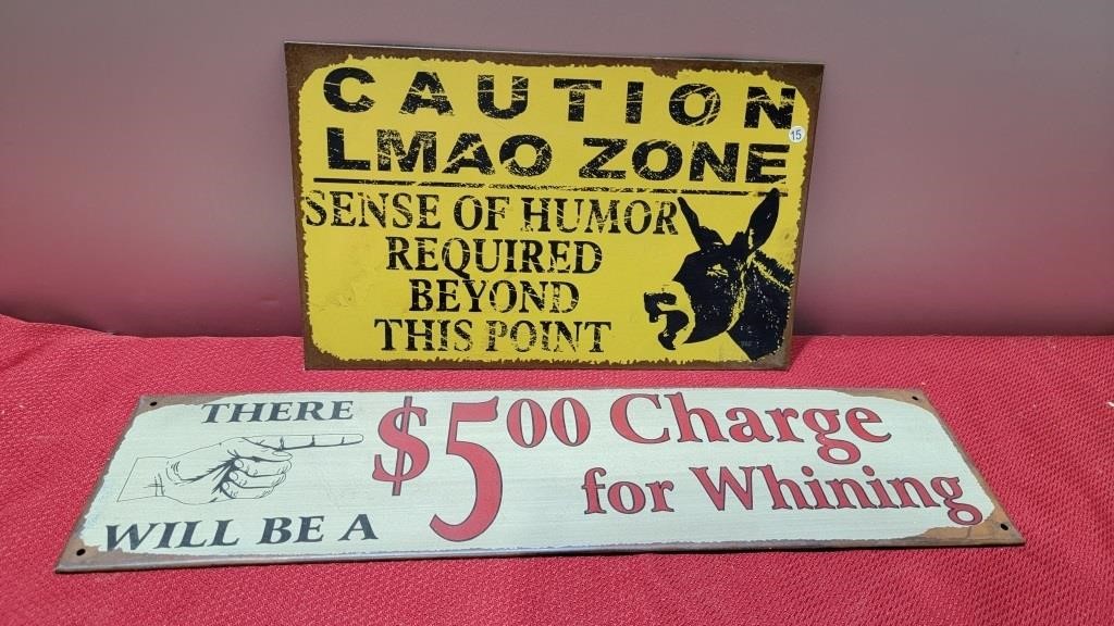 2 metal signs