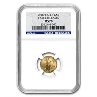 2009 1/10 Oz American Gold Eagle Ms70 Early
