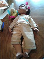 21" PORCELAIN INDIAN DOLL WITH TOMTOM