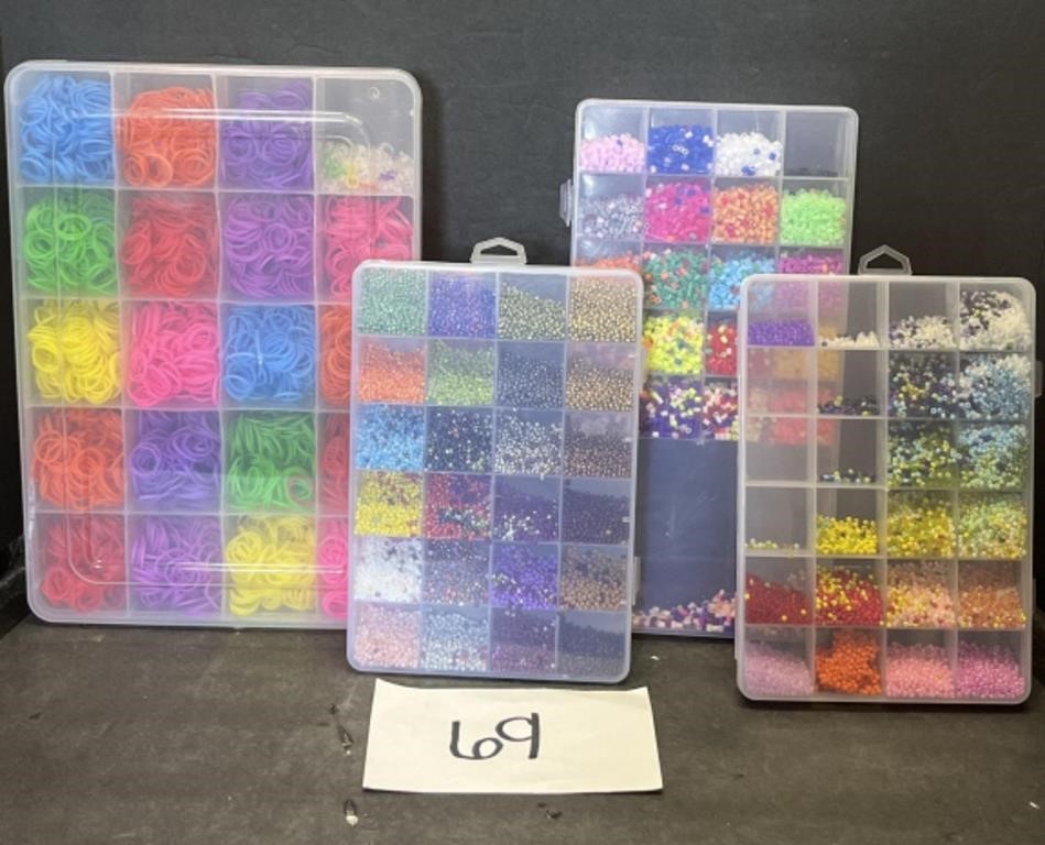 Mixed lot of organizers, colored beads & more