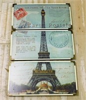 Contemporary Eiffel Tower Motif Prints on Board.