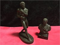 Bust of Man on Marble Base, Naked Man Staue with