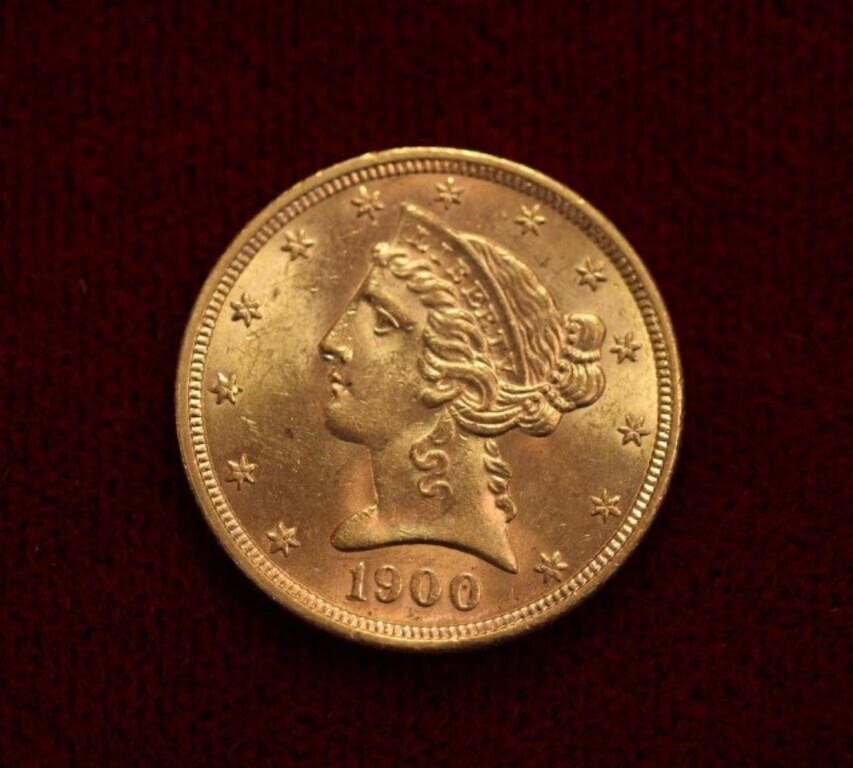 1900 Gold Liberty $5 EF