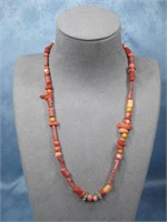 N/A Style Red Beaded Stone Necklace