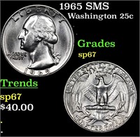 1965 SMS Washington Quarter 25c Grades sp67