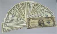 (18) Assorted $1 silver certificates.