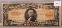 Series of 1922 $20 gold certificate.