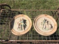 14" george & Martha Chalkware plaques