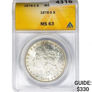 1878-S Morgan Silver Dollar ANACS MS63