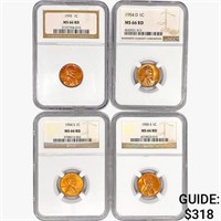 [4] 1954-1955 Wheat Cent NGC MS66 RD