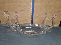 FOSTOIA CANDLE HOLDERS W/ MATCHING CONSOLE