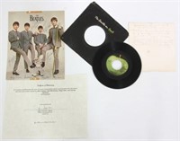 Hand Signed Beatles Photo With Record
