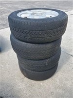 SET OF 4  16 TRAILER TIRES AND RIMS