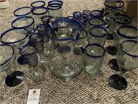 Mexican Hand Blown Glass Pitcher & Various Sizes