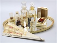 Collection of Perfume Bottles & Oval Mirrored Tray