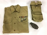 Lot of 3 Including Military Shirt w/ Medals,