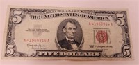 1963 Red Certificate Five Dollar Bill