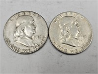 1951 Silver Franklin Half Dollar 2 Coins