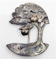 Opus, Modernist Sterling Silver Apple Tree Brooch