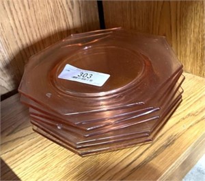 7 Pink Depression Glass Plates