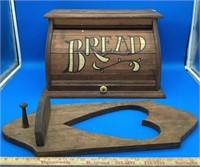 Beautiful Vintage Wooden Bread Box & Wall Decor