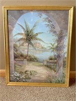Framed Palm Tree Picture 17” x 21 3/4”