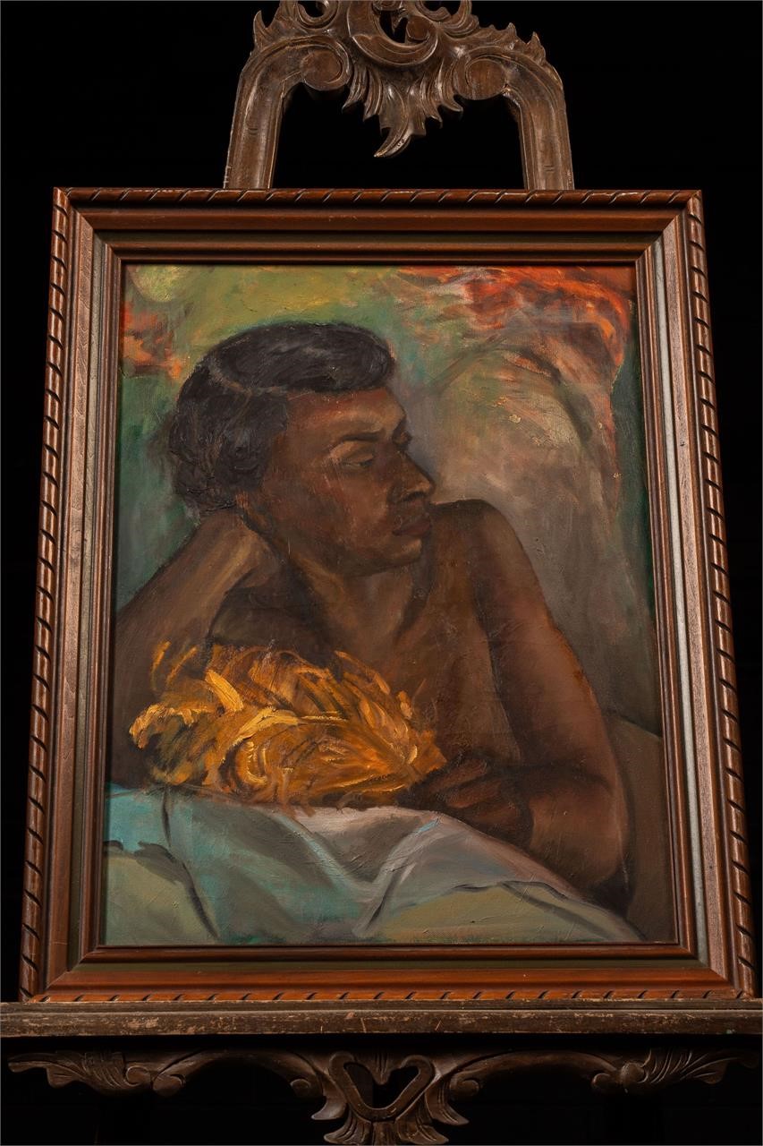 Nude Painting of Woman Laying Down, Oil on Canvas