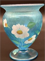 Fenton Hp Celeste Blue Dancing Daisies Stretch