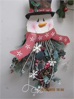 Metal & Wreath Snowman Wall Hanger