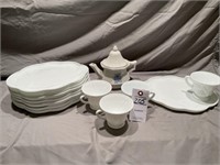 VTG Milk Glass Snack Plate & Tea Cup Set White