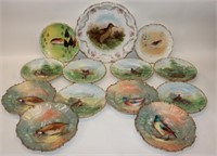 Group of 13 Fish & Fowl Plates
