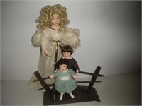 German Porcelain Angel with Children  19 inches
