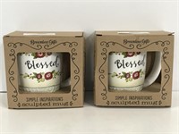 Two Brownlow gifts ceramic "Blessed" mugs
