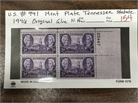 941 STAMP BLOCK TENNESEE 150TH ANN 1946 OG NH