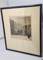 Vintage Etching framed 13"×17"