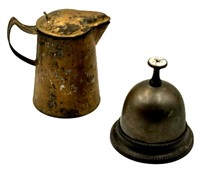 Antique Brass Counter Bell and Syrup Pitcher