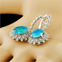 14K Gold Opal & Diam Earrings: 10.00ct & 1.70ctw