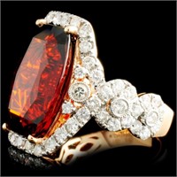 16.46ct Garnet & 1.81ctw Diam Ring, 18K Gold