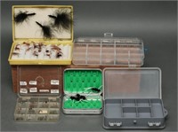 Assortment Of Fly Fishing Flies In Cases