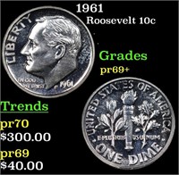 Proof 1961 Roosevelt Dime 10c Grades GEM++ Proof