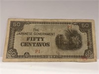 THE JAPANESES GOVERNMENT 50 CENTAVOS