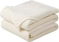Anluoer White Fleece/Flannel Blanket, Lightweight