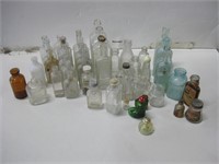 Lot Assorted Vtg Glass Bottles Shown Tallest 7"