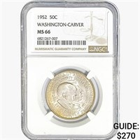 1952 Washington Carver Half Dollar NGC MS66