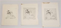 VINTAGE ETCHINGS SURREALISM CAT SIGNED & NUMBERED