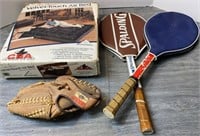 Full Air Mattress, Tennis Rackets & Ball Glove